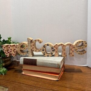 Whimsical Hand-Painted Wooden Welcome Sign